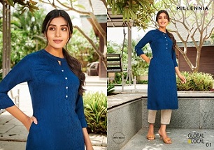 Global Local Millennia Kurtis Slant Pocket Wholesale Catalog, Buy Full Catalog of Global Local Millennia Kurtis Slant Pocket At Wholesale Price