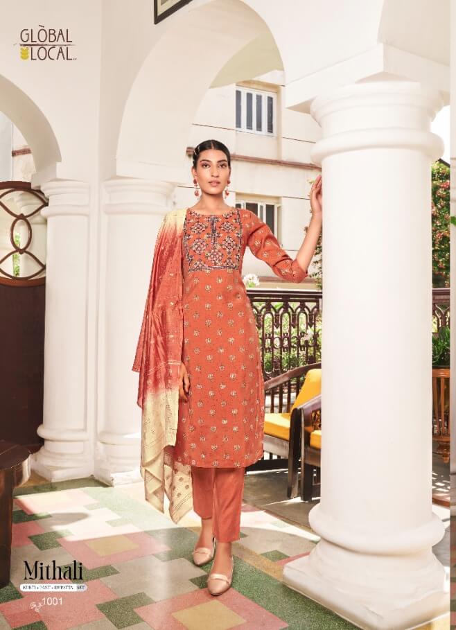 Global Local Mithali Kurti Pant Dupatta Catalog In Wholesale Price