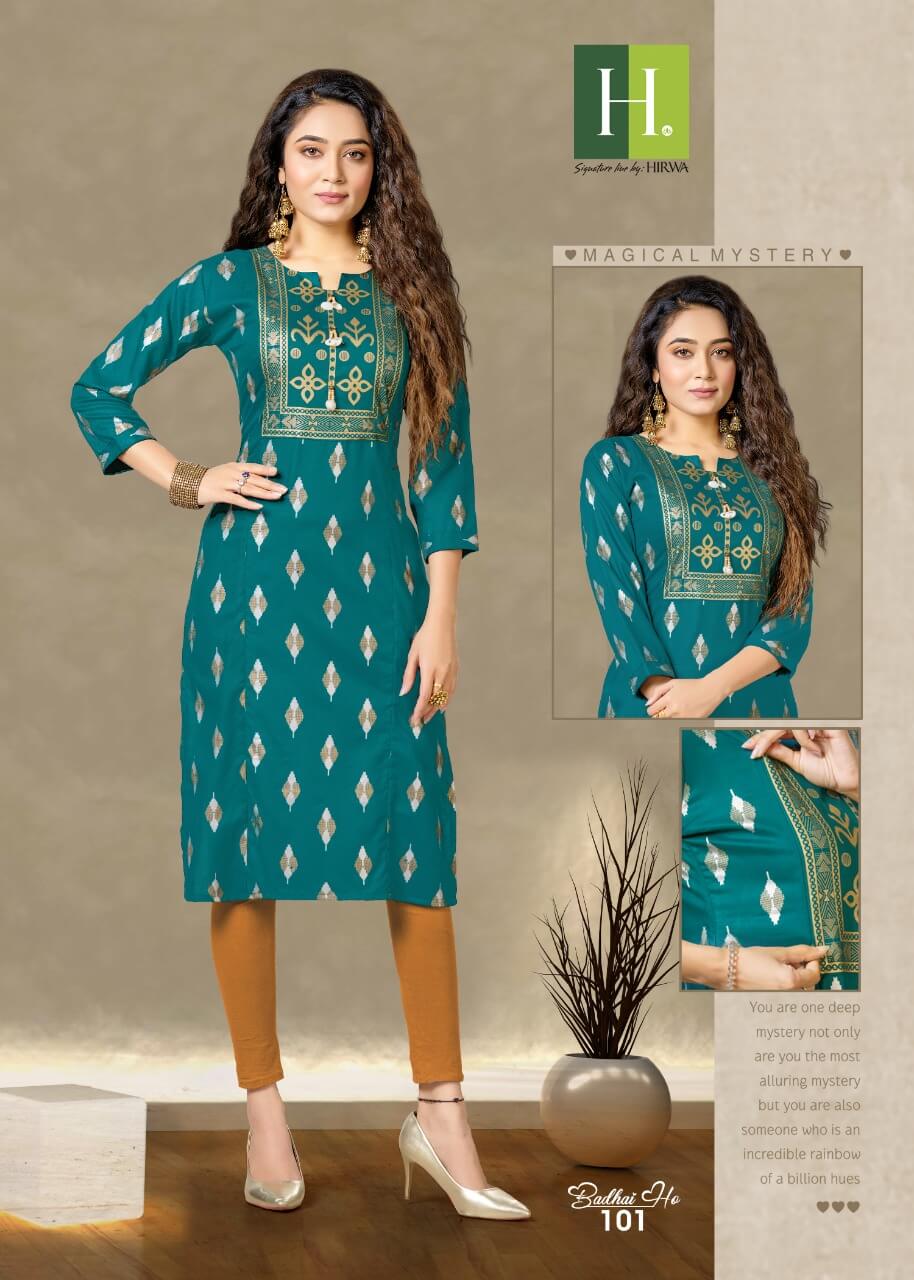 Hirwa Badhai Ho Straight Cut Kurtis Wholesale Catalog. Purchase Full Catalog of Straight Cut Kurtis In Wholesale Price Onlone