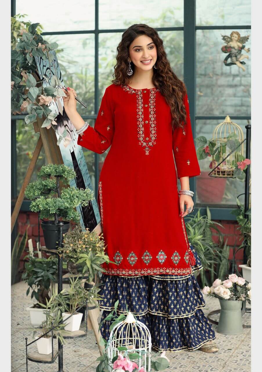 Hiva Juliet Rayon Kurtis With Sharara Wholesale Catalog, Buy Full Catalog of Hiva Juliet Rayon Kurtis With Sharara At Wholesale Price