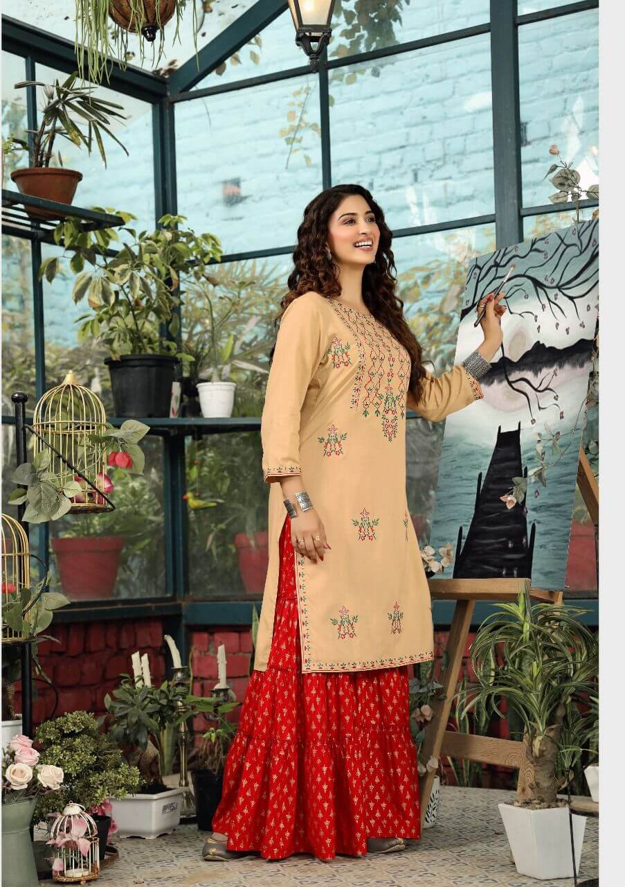 Hiva Juliet Rayon Kurtis With Sharara Wholesale Catalog, Buy Full Catalog of Hiva Juliet Rayon Kurtis With Sharara At Wholesale Price