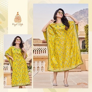 Kajal Style Cocktail Vol 2 Cotton Print Kaftan Wholesale Catalog, Buy Full Catalog of Kajal Style Cocktail Vol 2 Cotton Print Kaftan At Wholesale Price