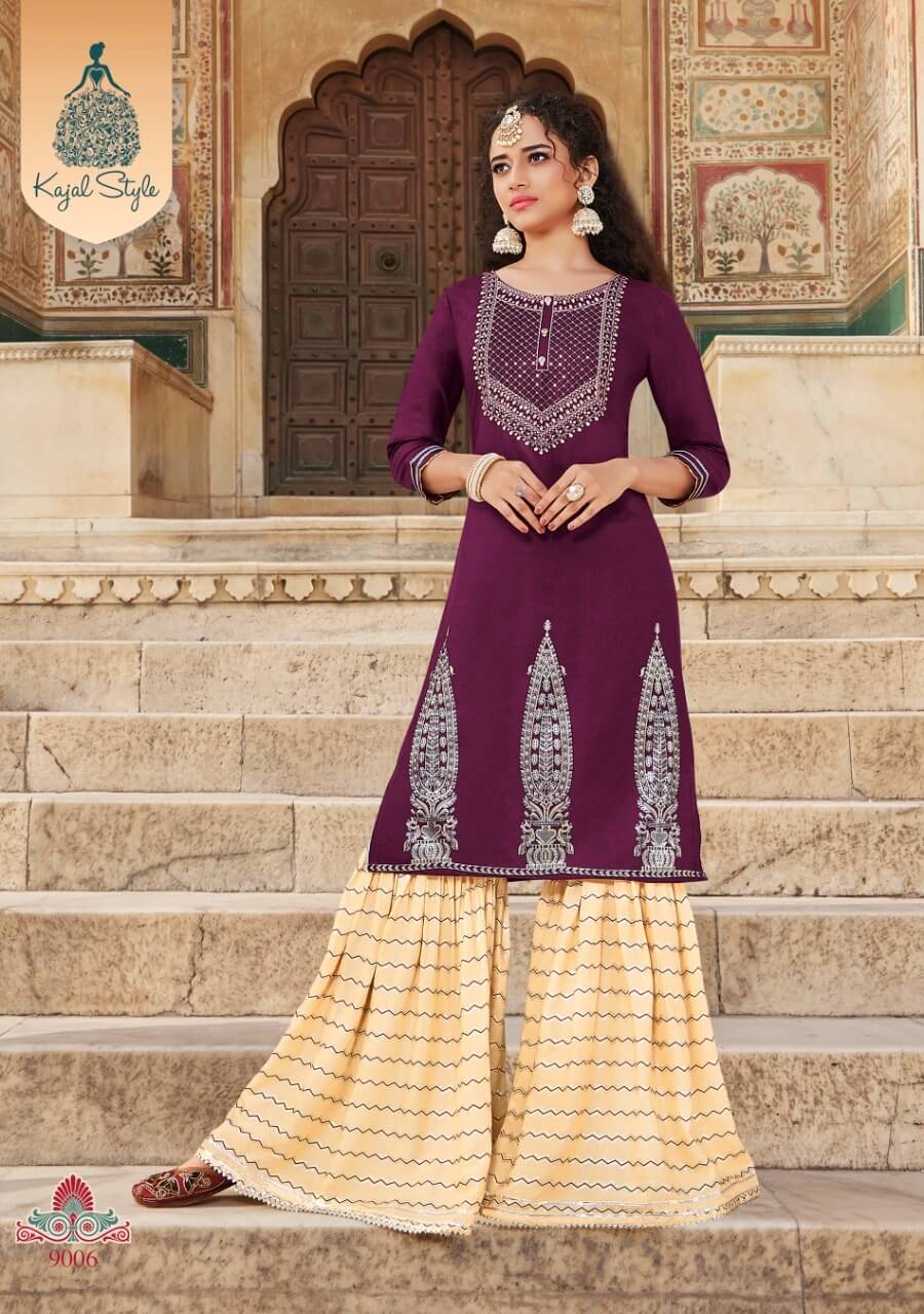 Kajal Style Fashion Label 9 Kurtia Sharara Wholesale Collection, Buy Full Catalog of Kajal Style Fashion Label 9 Kurtia Sharara At Wholesale Price Online