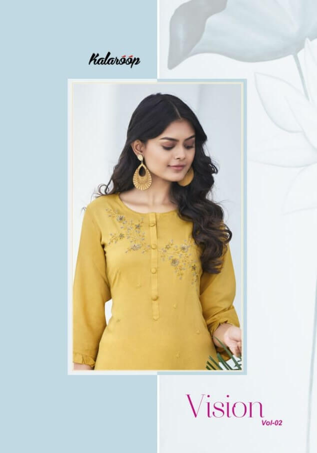 Kalaroop Vision Vol 2 Silk Liva Khatli Work Kurti Wholesale Catalog