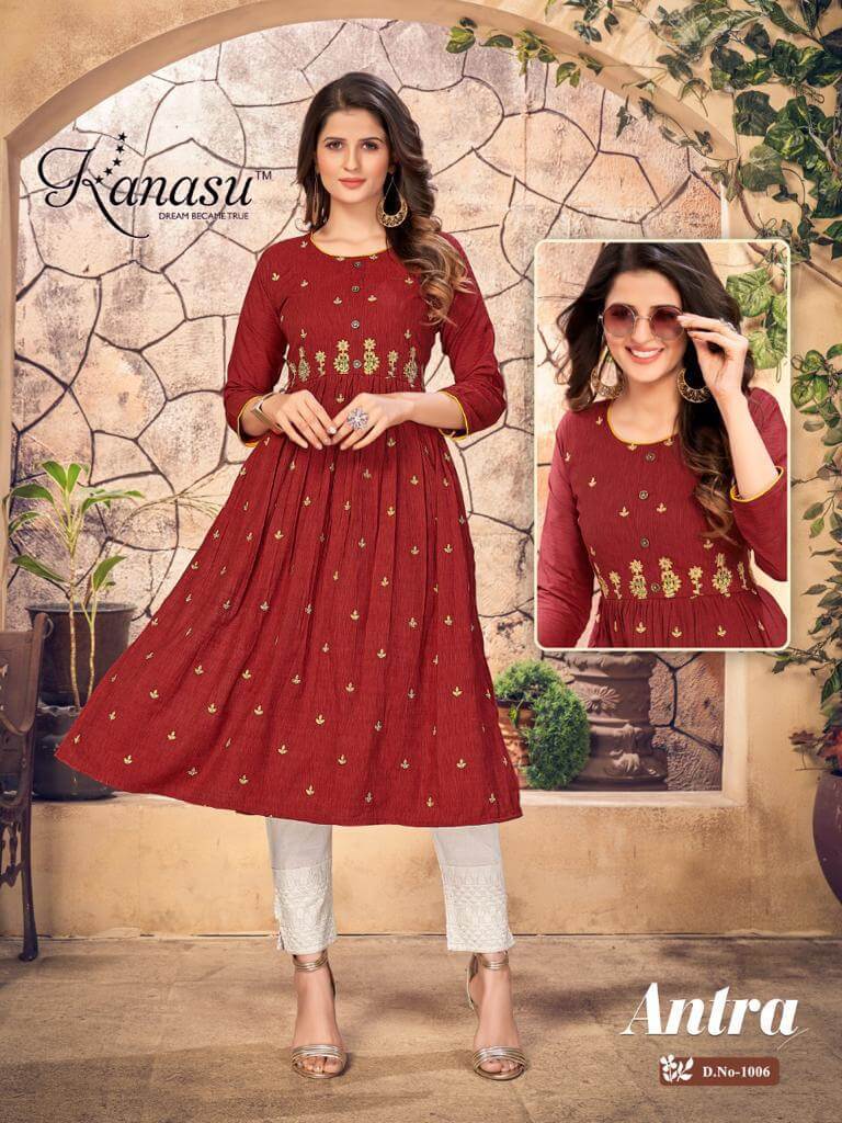 Kanasu Antra Naira Cut Kurtis Wholesale Catalog. Purchase Full Catalog of Naira Cut Kurtis In Wholesale Price Online