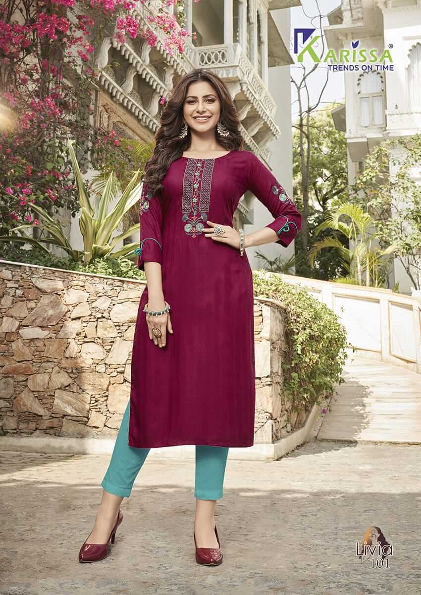 Karissa Livia Kurti Catalog In Wholesale Price. Purchase Full Catalog of Karissa Livia In Wholesale Price Online