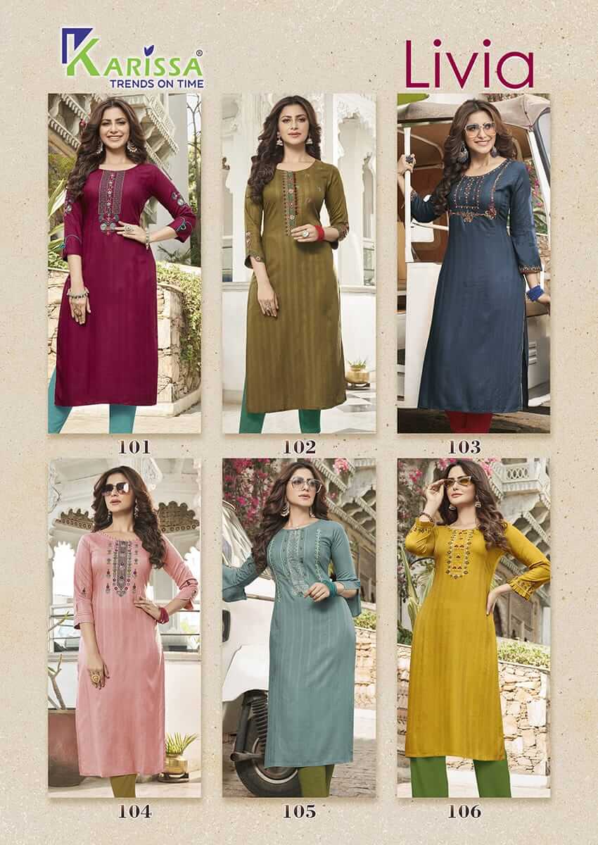 Karissa Livia Kurti Catalog In Wholesale Price. Purchase Full Catalog of Karissa Livia In Wholesale Price Online