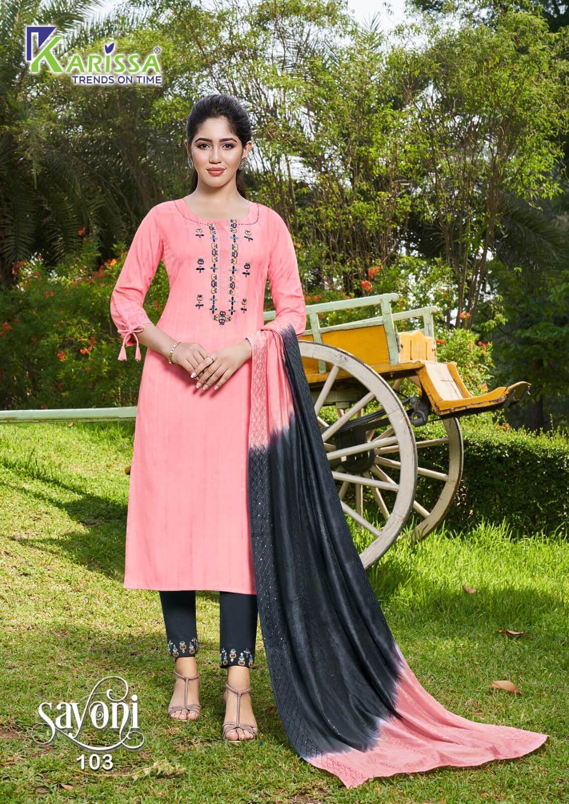 Karissa Sayoni Kurti Pant Dupatta Set Catalog In Wholesale Price. Purchase Full Catalog of Karissa Sayoni In Wholesale Price Online