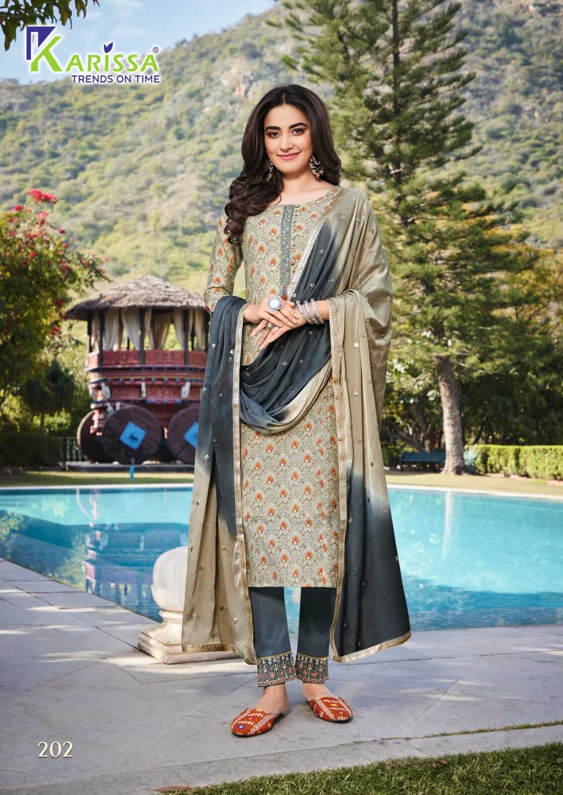 Karissa Siya 2 Silk Printed Kurti Pant Dupatta Wholesale Catalog, Buy Full catalog of Karissa Siya 2 Readymade Dress At Wholesale Price