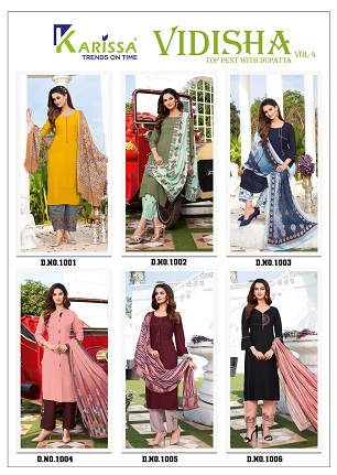 Karissa Vidisha 4 Kurta Pant Dupatta Wholesale Collection, Buy Full Catalog of Karissa Vidisha 4 Kurta Pant Dupatta At Wholesale Price