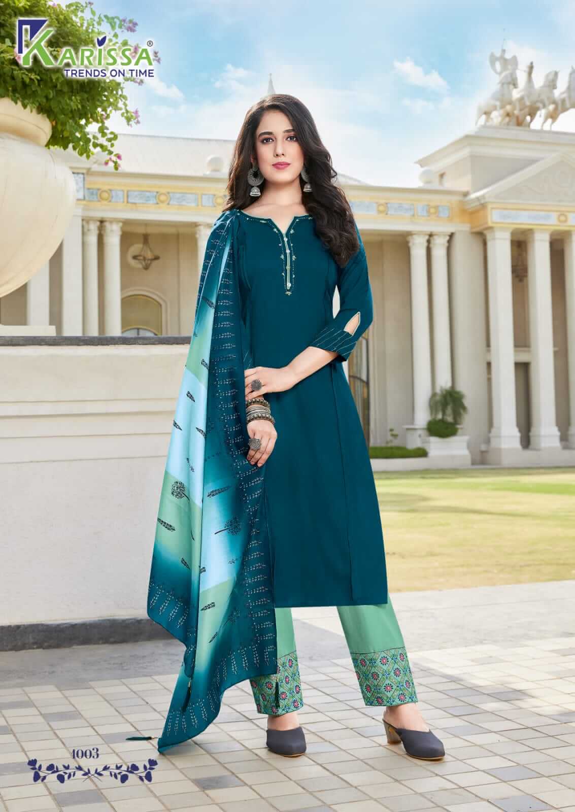 Karissa Vidisha Vol 5 Kurti Plazzo Dupatta Set Wholesale Catalog. Purchase Full Catalog of Kurti Plazzo Dupatta Set In Wholesale Price Online