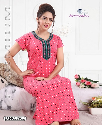 Volume 180 Ladies Nighty Wholesale Catalogue of Kavyansika Brand, Purchase Six Designs Hosiery Fabric Women Nighty In Wholesale Rate