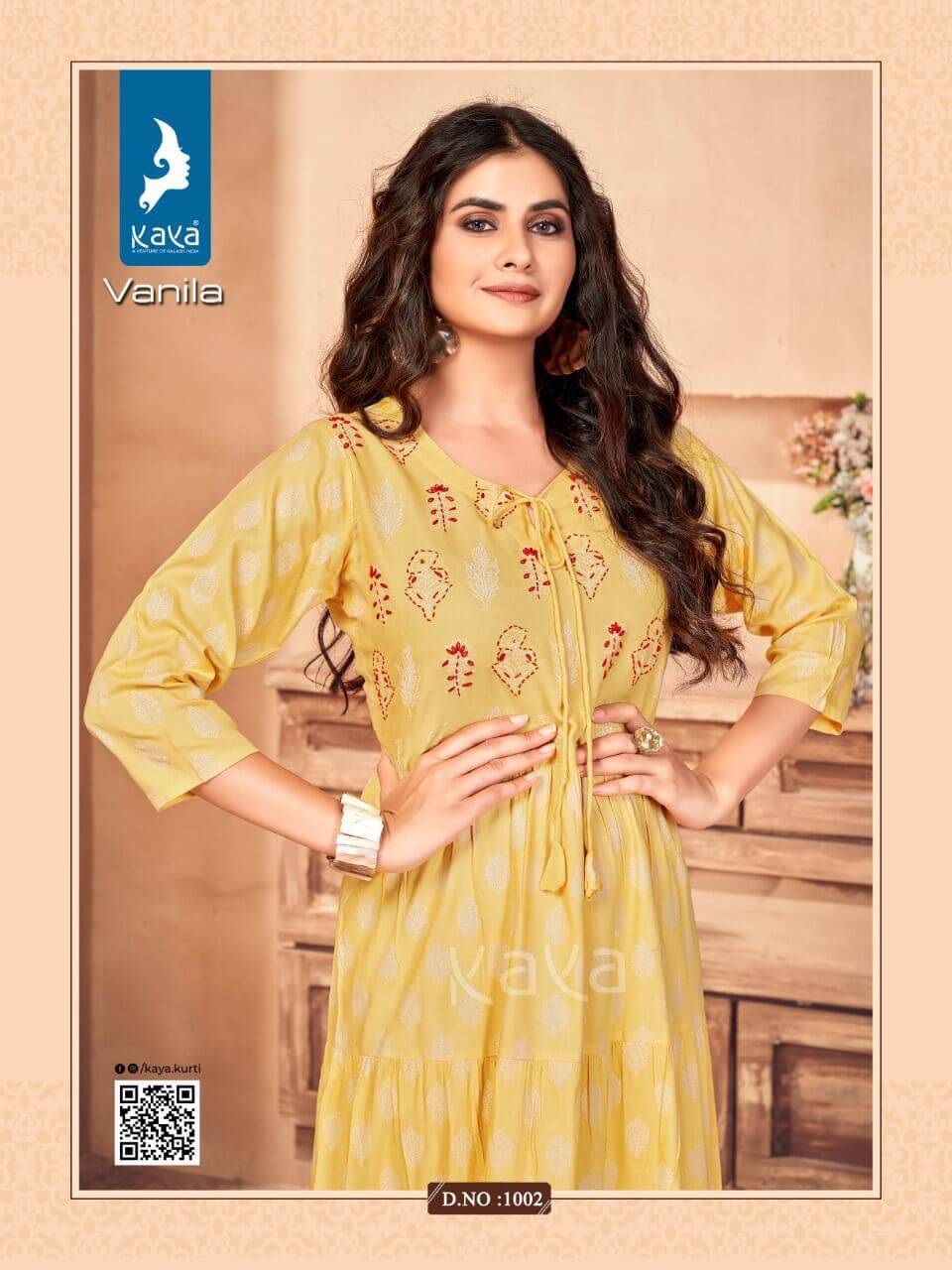 Kaya Vanila Rayon Kurtis Wholesale Catalog. Purchase Full Catalog of Rayon Kurtis In Wholesale Price Online