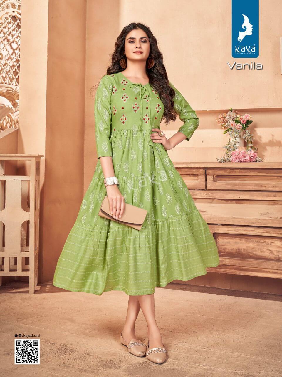 Kaya Vanila Rayon Kurtis Wholesale Catalog. Purchase Full Catalog of Rayon Kurtis In Wholesale Price Online