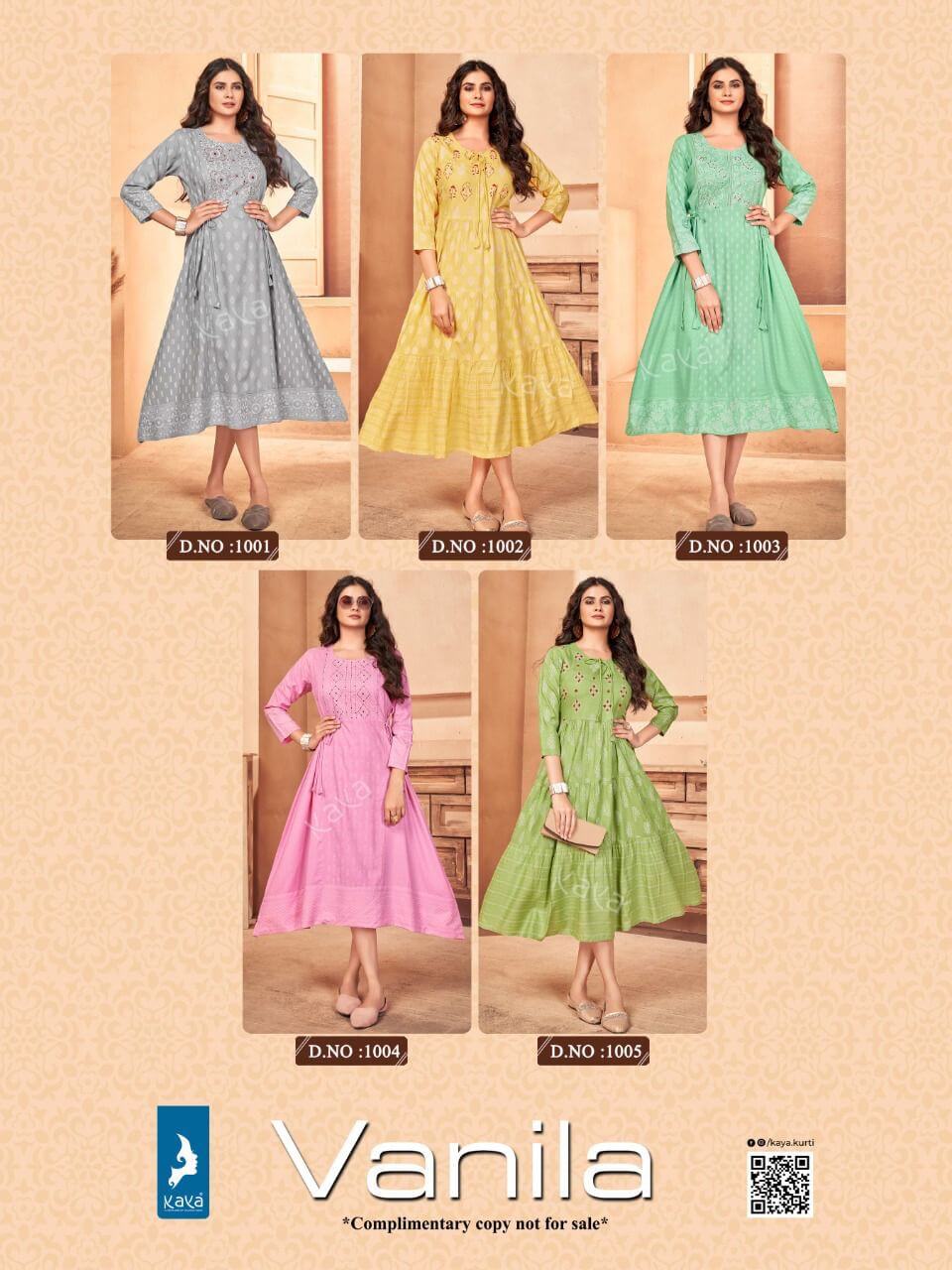 Kaya Vanila Rayon Kurtis Wholesale Catalog. Purchase Full Catalog of Rayon Kurtis In Wholesale Price Online