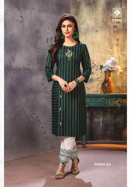 Kiana Anokhi wholesale kurtis catalogue. Anokhi kurtis with pants pair ten designs collection by Kiana Brand at wholesale price online.