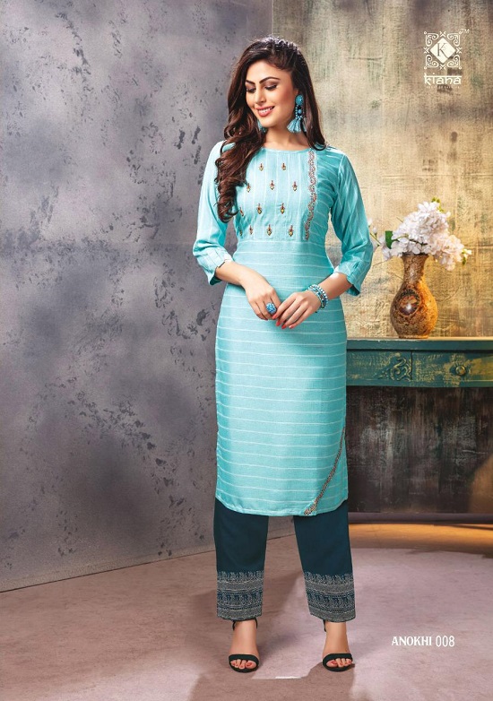 Kiana Anokhi wholesale kurtis catalogue. Anokhi kurtis with pants pair ten designs collection by Kiana Brand at wholesale price online.