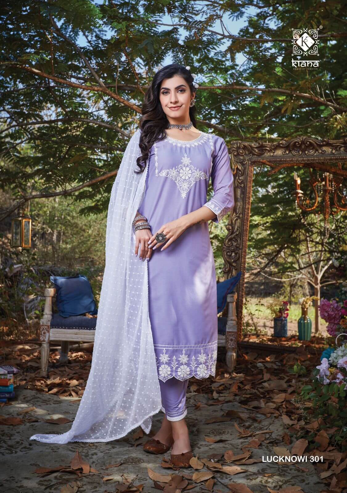 Kiana Lucknowi Vol 3 Kurti Pant Dupatta Set Wholesale Catalog. Purchase Full Catalog of Kurti Pant Dupatta Set Catalog in Wholesale Price Online