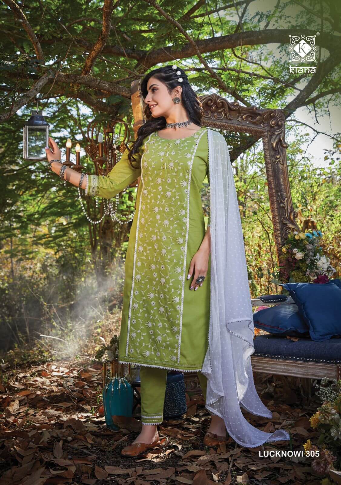 Kiana Lucknowi Vol 3 Kurti Pant Dupatta Set Wholesale Catalog. Purchase Full Catalog of Kurti Pant Dupatta Set Catalog in Wholesale Price Online