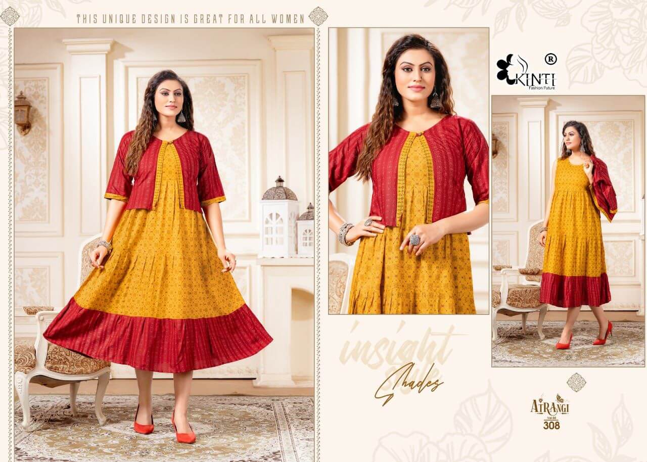 Kinti Atrangi Vol 3 Rayon Kurtis With Jacket Wholesale Catalog, Buy Full Catalog of Kinti Atrangi Vol 3 Rayon Kurtis With Jacket At Wholesale Price