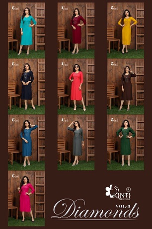 Kinti Diamonds 3 Kurti Wholesale Catalog, Buy Full Catalog of Kinti Diamonds 3 Kurti At Wholesale Price