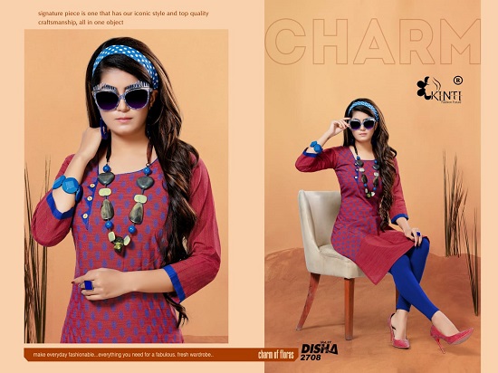 Kinti Kurtis Manufacturer Presents Disha Vol 27 Wholesale Kurtis Catalogue. Order Disha Vol 27 Low Range Kurtis Wholesale Catalogue From Leading Womens Cloth Wholesaler. Buy Low Range Kurtis at Wholesale And Bulk Rate For Business And For Reselling. Low Price Handloom Cotton Kurtis Wholesaler Online.Order Kinti Disha Handloom Cotton 40` length Kurtis In Bulk