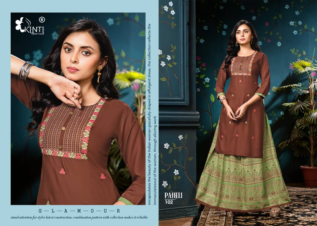 Kinti Paheli Embroidery Top With Skirt Catalog In Wholesale Price. Purchase Full Catalog of Kinti Paheli In Wholesale Price Online