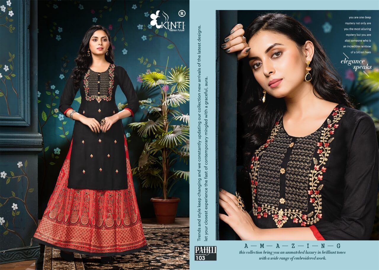 Kinti Paheli Embroidery Top With Skirt Catalog In Wholesale Price. Purchase Full Catalog of Kinti Paheli In Wholesale Price Online