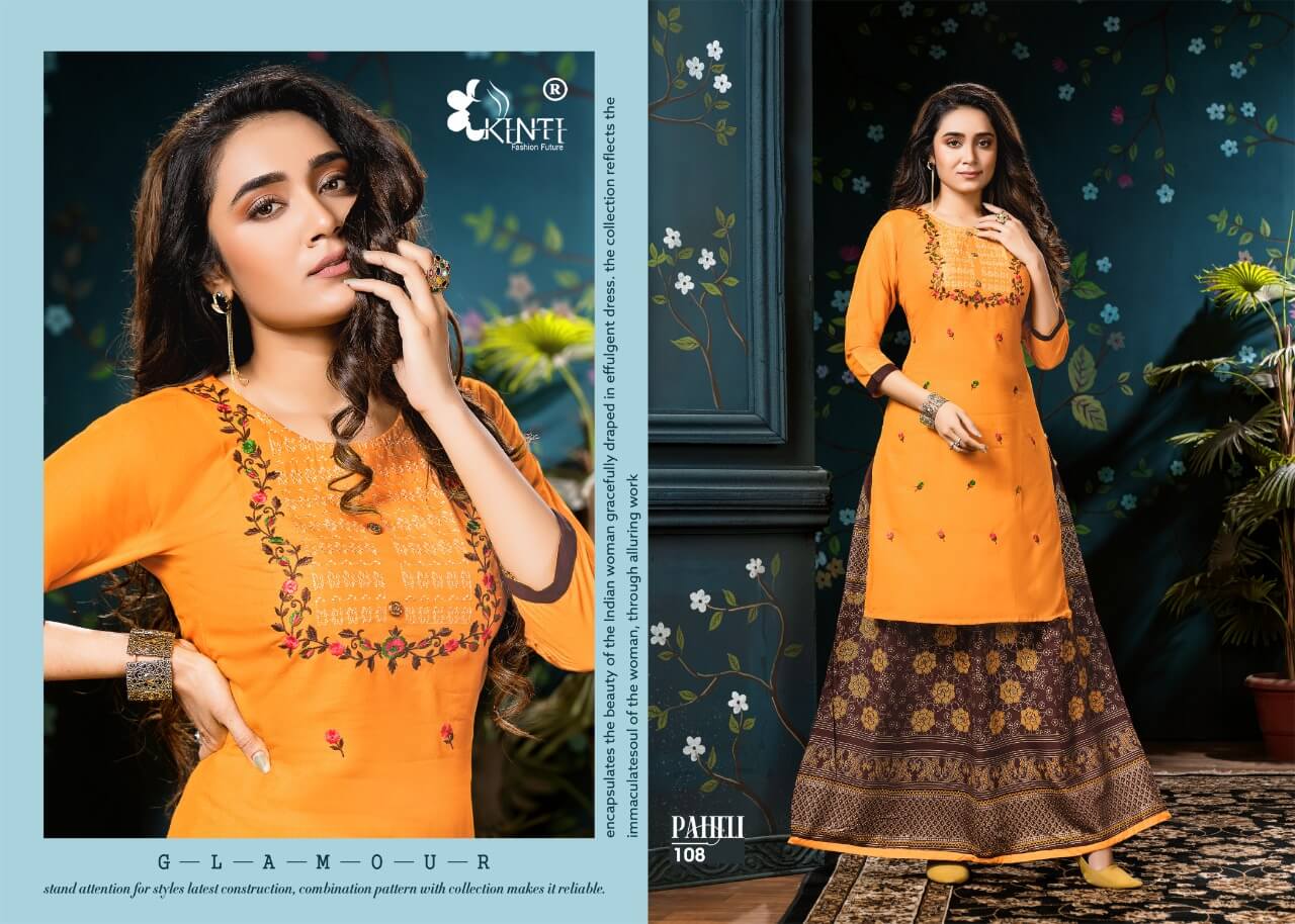 Kinti Paheli Embroidery Top With Skirt Catalog In Wholesale Price. Purchase Full Catalog of Kinti Paheli In Wholesale Price Online