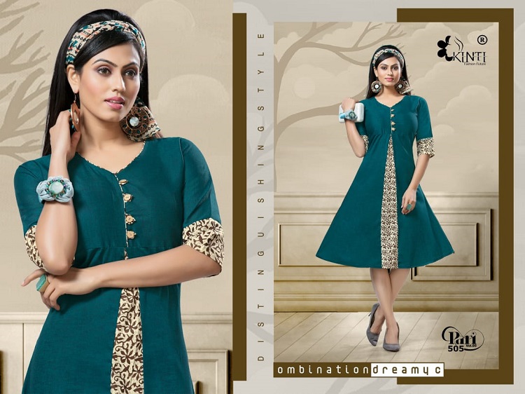 Kinti Pari Vol 5 Two Tone Handloom Cotton Fully Stittched Kurtis Wholesale Catalogue. Kinti Kurtis Launches new 12 pieces bunch Pari Vol 5 in wholesale. Purchase Bellow 250 price range wholesale kurtis catalogue kinti pari vol 5 to resale in retail kurtis business. Shop kinti Pari vol 5 flair style stichting pattern 3/4 sleeves 42 length kurtis in bulk at low wholesale price online