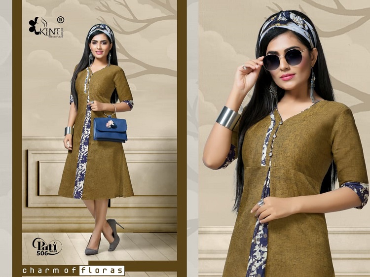 Kinti Pari Vol 5 Two Tone Handloom Cotton Fully Stittched Kurtis Wholesale Catalogue. Kinti Kurtis Launches new 12 pieces bunch Pari Vol 5 in wholesale. Purchase Bellow 250 price range wholesale kurtis catalogue kinti pari vol 5 to resale in retail kurtis business. Shop kinti Pari vol 5 flair style stichting pattern 3/4 sleeves 42 length kurtis in bulk at low wholesale price online