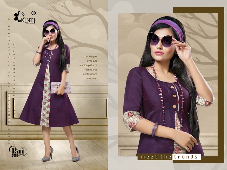 Kinti Pari Vol 5 Two Tone Handloom Cotton Fully Stittched Kurtis Wholesale Catalogue. Kinti Kurtis Launches new 12 pieces bunch Pari Vol 5 in wholesale. Purchase Bellow 250 price range wholesale kurtis catalogue kinti pari vol 5 to resale in retail kurtis business. Shop kinti Pari vol 5 flair style stichting pattern 3/4 sleeves 42 length kurtis in bulk at low wholesale price online