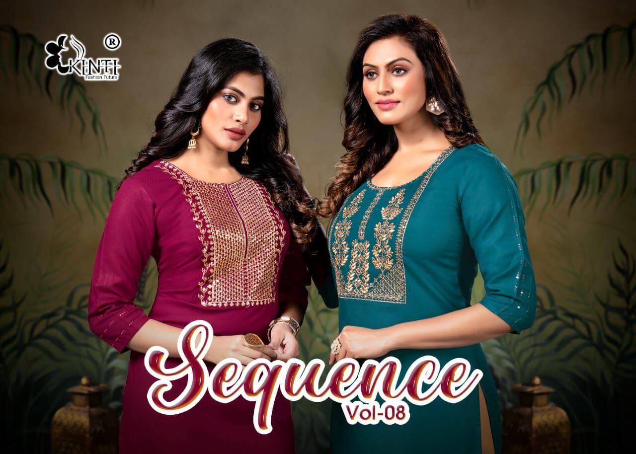 Kinti Sequence Vol 8 Straight Cut Kurti Catalog In Wholesale Price