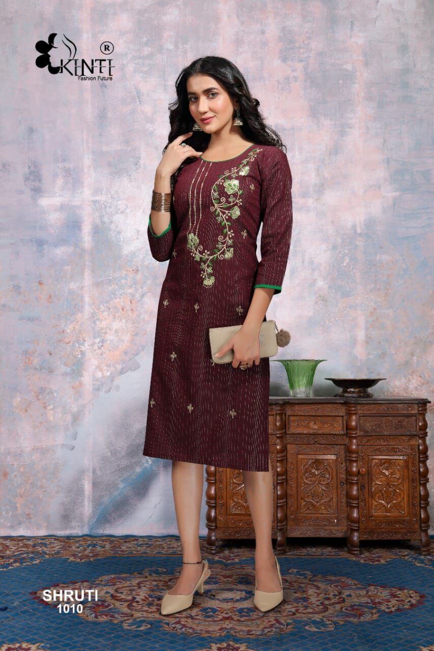 Kinti Shruti 10 Cotton Embroidery Readymade Kurti Wholesale Collection, Buy Full Catalog of Kinti Shruti 10 Readymade Kurti At Wholesale Price