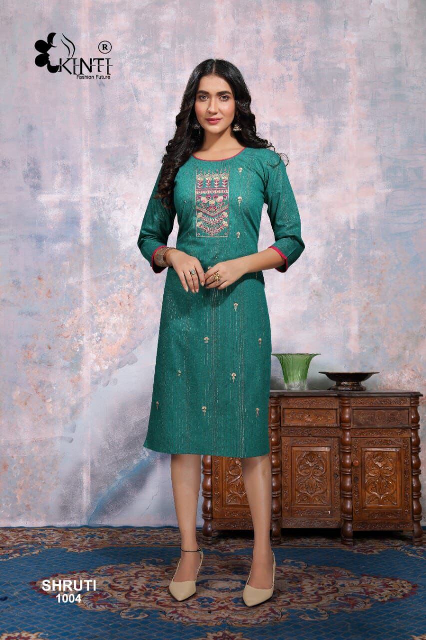 Kinti Shruti 10 Cotton Embroidery Readymade Kurti Wholesale Collection, Buy Full Catalog of Kinti Shruti 10 Readymade Kurti At Wholesale Price