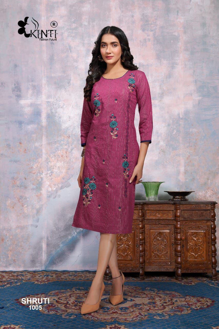 Kinti Shruti 10 Cotton Embroidery Readymade Kurti Wholesale Collection, Buy Full Catalog of Kinti Shruti 10 Readymade Kurti At Wholesale Price