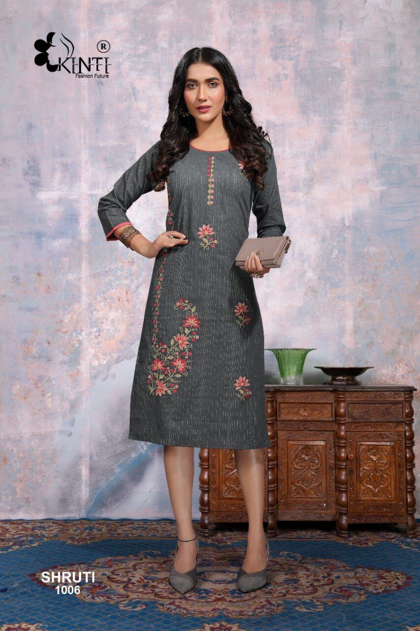 Kinti Shruti 10 Cotton Embroidery Readymade Kurti Wholesale Collection, Buy Full Catalog of Kinti Shruti 10 Readymade Kurti At Wholesale Price