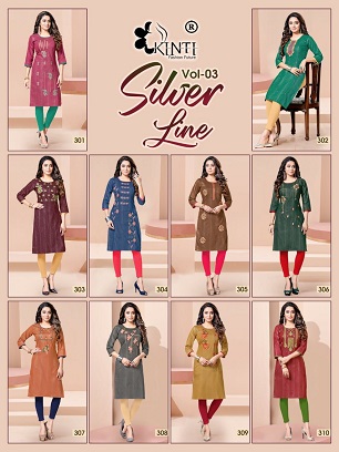 Kinti Silver Line 3 Kurti Wholesale Catalog, Buy Full Catalog of Kinti Silver Line 3 Kurti At Wholesale Price