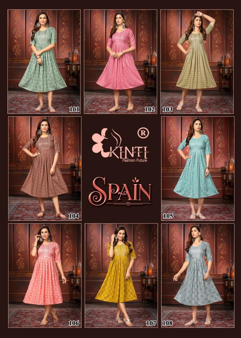 Kinti Spain Flaired Kurtis Wholesale Catalog, Buy Kinti Spain Flaired Kurtis Full Catalog in Wholesale Price Online