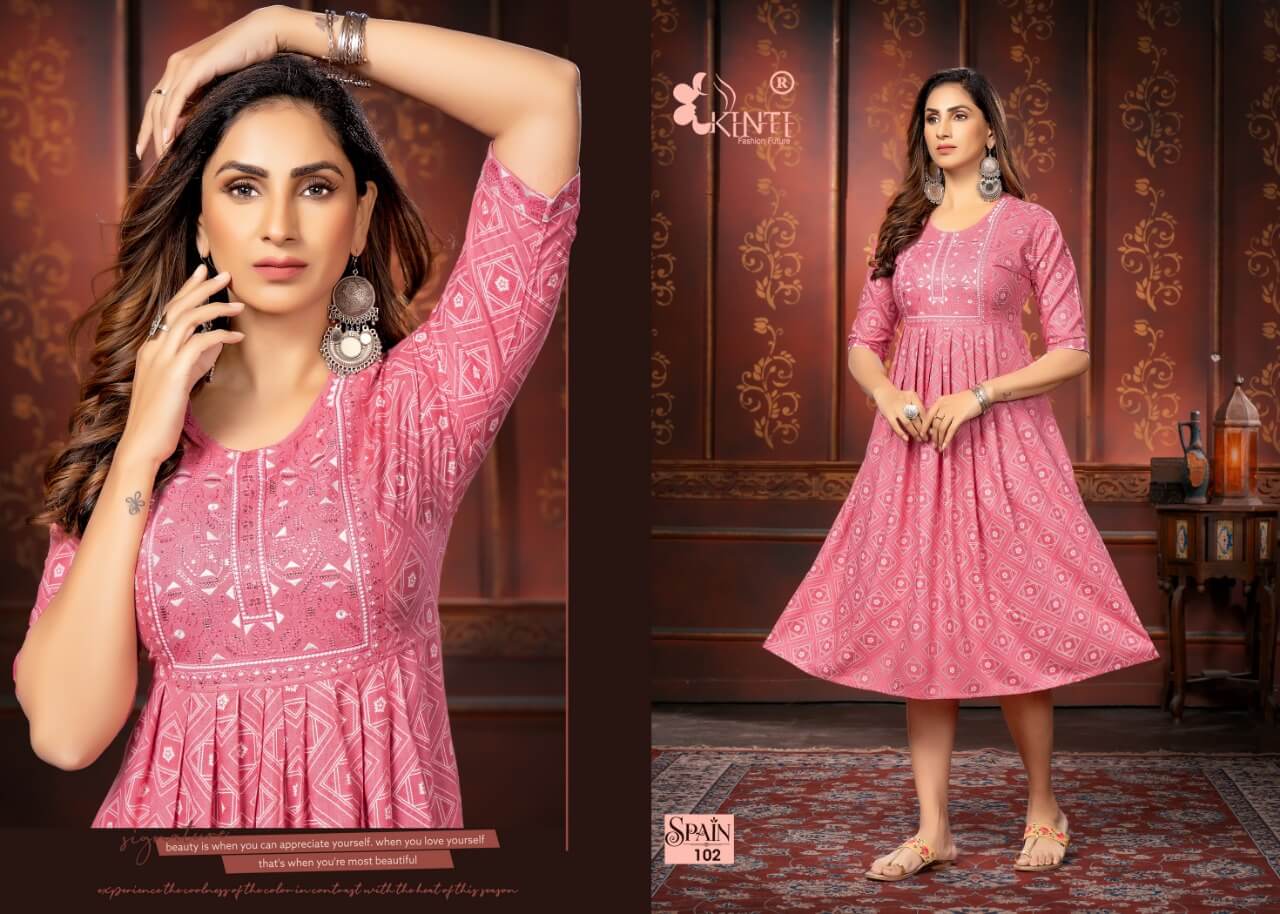 Kinti Spain Flaired Kurtis Wholesale Catalog, Buy Kinti Spain Flaired Kurtis Full Catalog in Wholesale Price Online