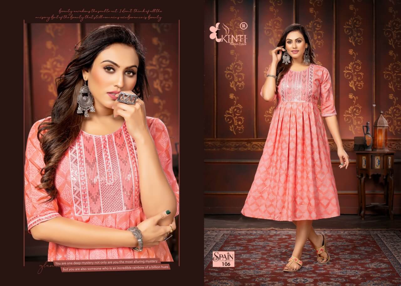 Kinti Spain Flaired Kurtis Wholesale Catalog, Buy Kinti Spain Flaired Kurtis Full Catalog in Wholesale Price Online