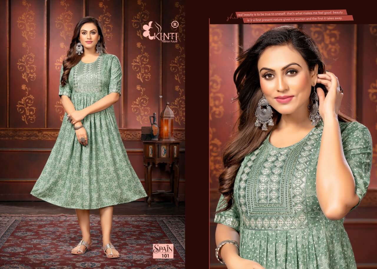 Kinti Spain Flaired Kurtis Wholesale Catalog, Buy Kinti Spain Flaired Kurtis Full Catalog in Wholesale Price Online