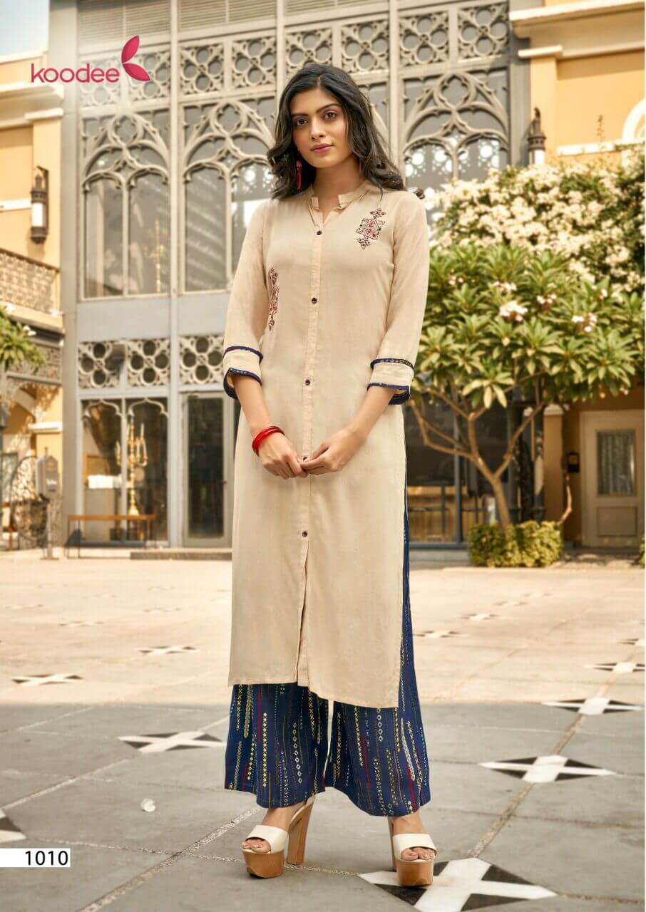 Koodee Crystal Vol 2 Rayon Kurti With Plazzo Catalog In Wholesale Price. Purchase Full Catalog of Koodee Crystal Vol 2 In Wholesale Price Online