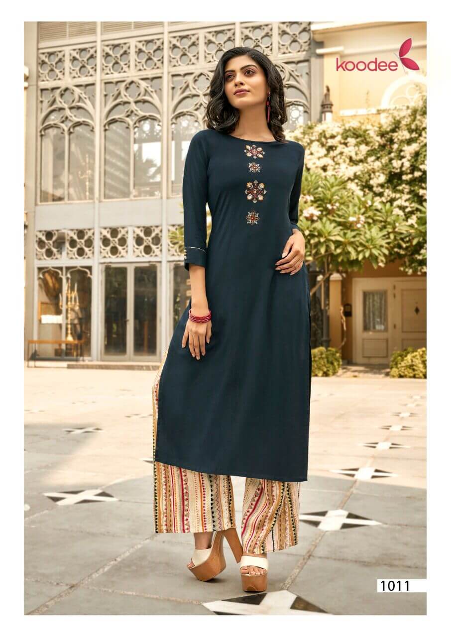 Koodee Crystal Vol 2 Rayon Kurti With Plazzo Catalog In Wholesale Price. Purchase Full Catalog of Koodee Crystal Vol 2 In Wholesale Price Online