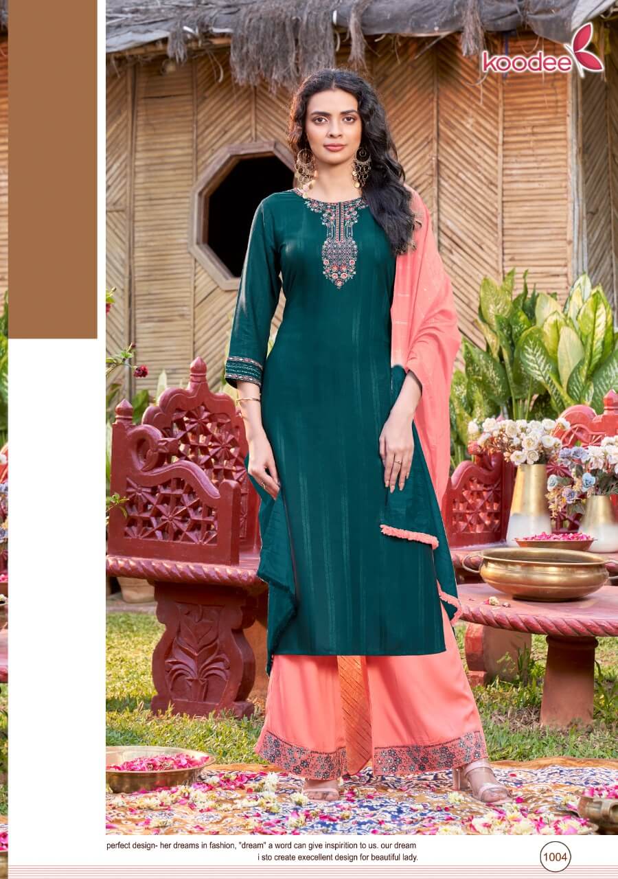 Koodee Pahechan Vol 7 Karta Plazzo Dupatta Set Wholesale Catalog. Purchase Full Catalog of Kurta Plazzo Dupatta Set In Wholesale Price Online