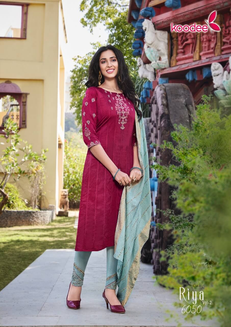 Koodee Riya Vol 2 Ladies Kurti Bottom Dupatta Set Catalog In Wholesale Price. Purchase Full Catalog of koodee Riya Vol 2 In Wholesale Price Online