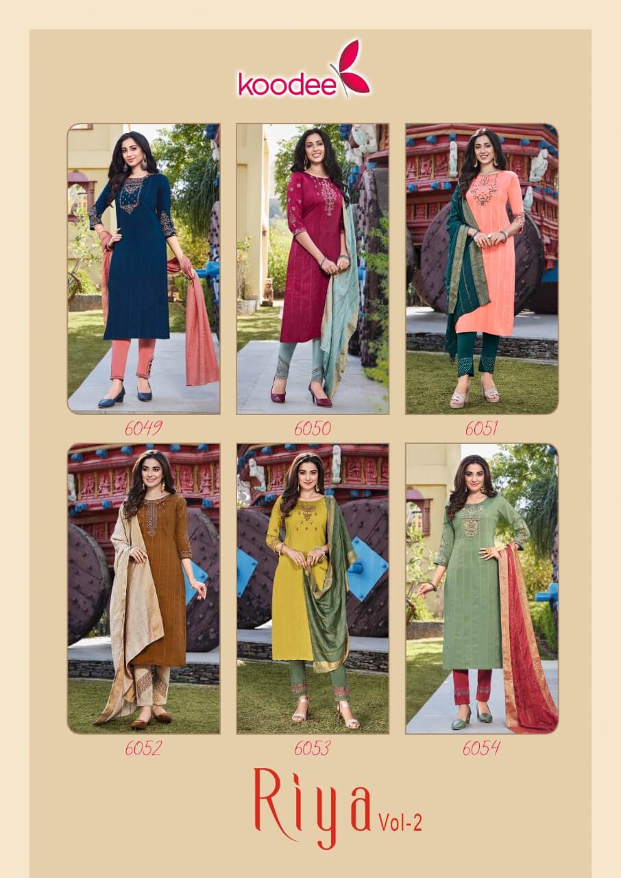 Koodee Riya Vol 2 Ladies Kurti Bottom Dupatta Set Catalog In Wholesale Price. Purchase Full Catalog of koodee Riya Vol 2 In Wholesale Price Online