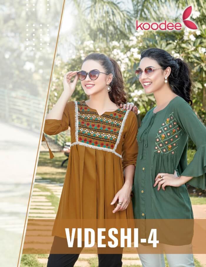 Koodee Videshi Vol 4 Rayon Weastern Top Catalog In Wholesale Price. 