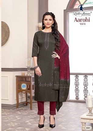 Ladies Flavour Aarohi Vol 6 Kurtis Bottom And Dupatta wholesale catalog, Buy Full catalog of Ladies Flavour Aarohi Vol 6 Kurtis Bottom And Dupatta At wholesale Price