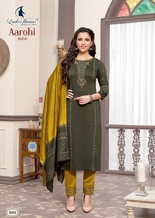 Ladies Flavour Aarohi Vol 6 Kurtis Bottom And Dupatta wholesale catalog, Buy Full catalog of Ladies Flavour Aarohi Vol 6 Kurtis Bottom And Dupatta At wholesale Price